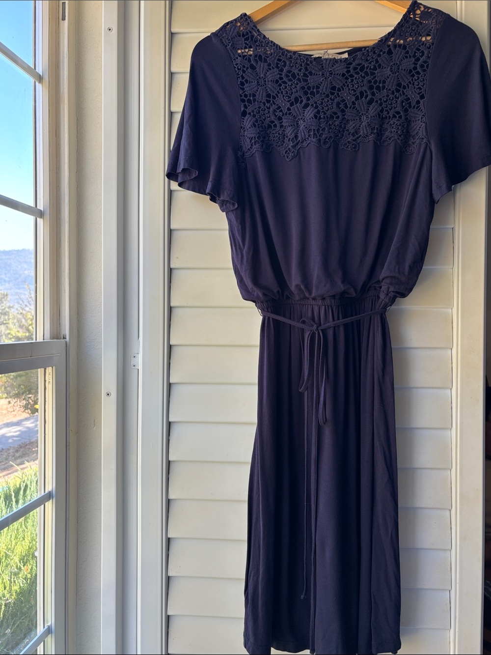 Loft Women's Navy Crochet Midi Dress